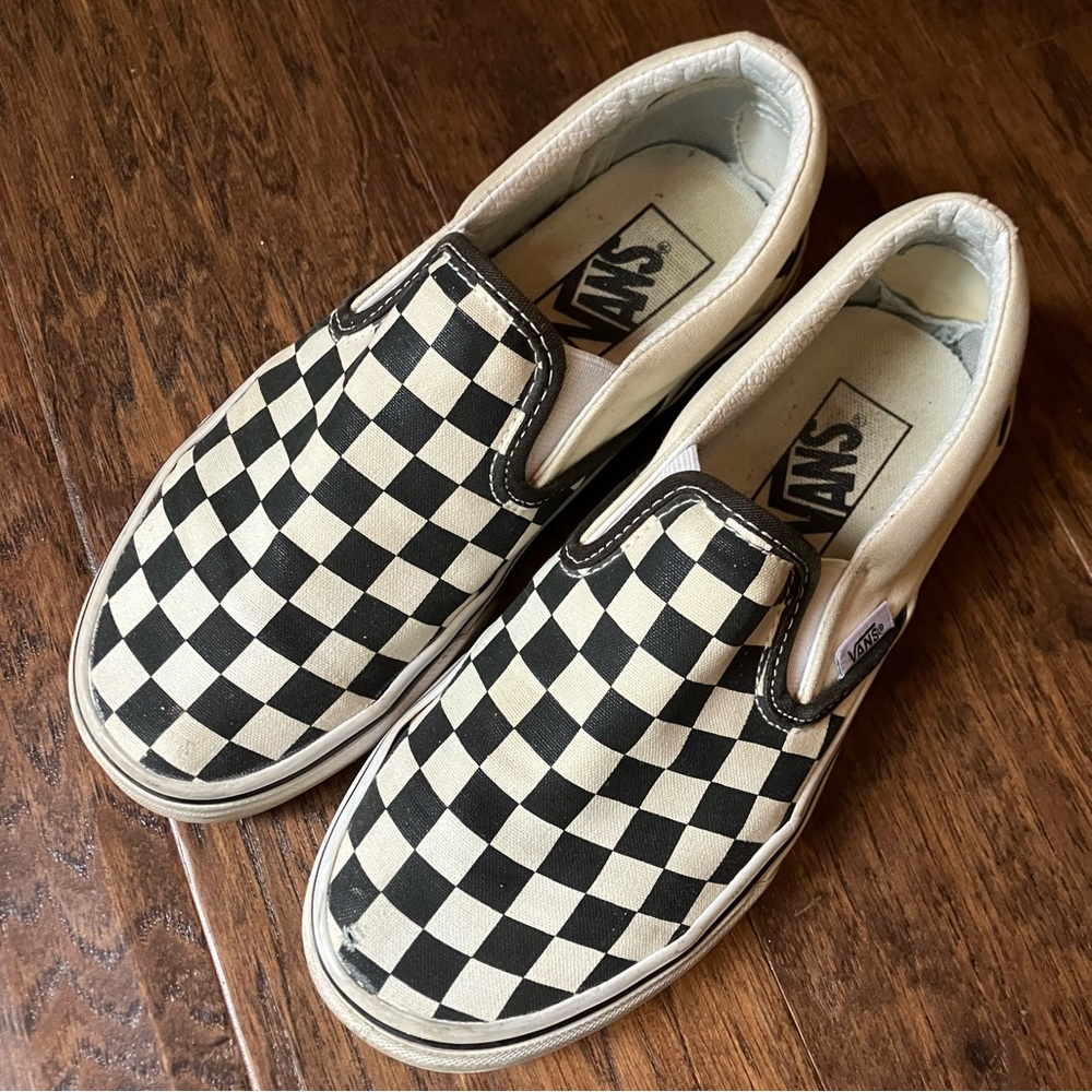 Vans Classic Slip-On Checkerboard Sneakers | Black & Off-White